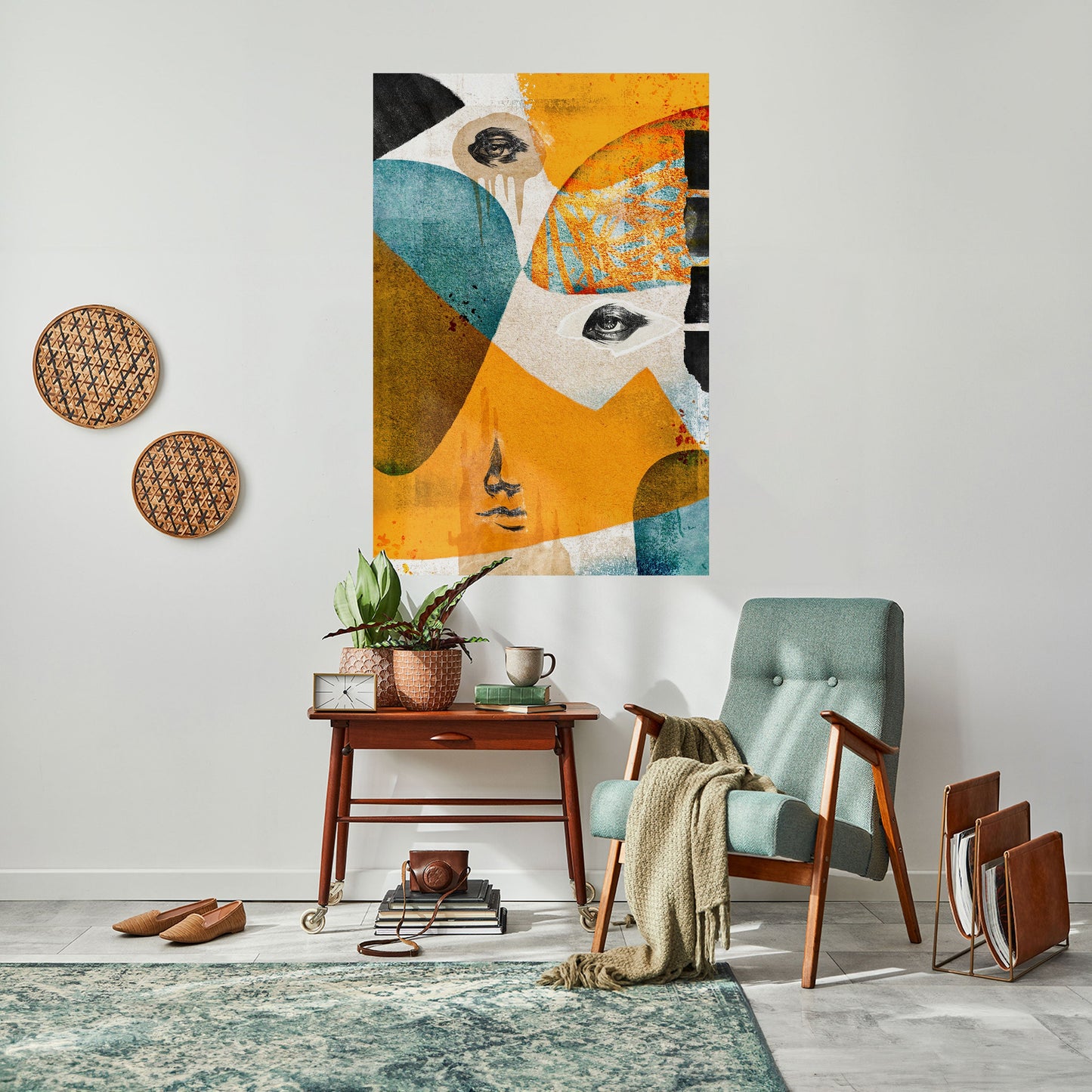 ABSTRACT FACES Peel and Stick Vertical Poster