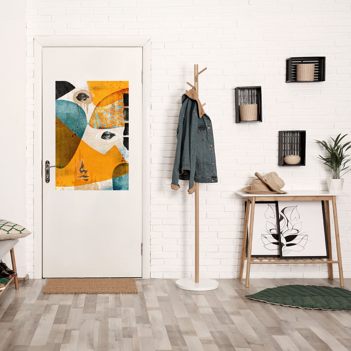 ABSTRACT FACES Peel and Stick Vertical Poster