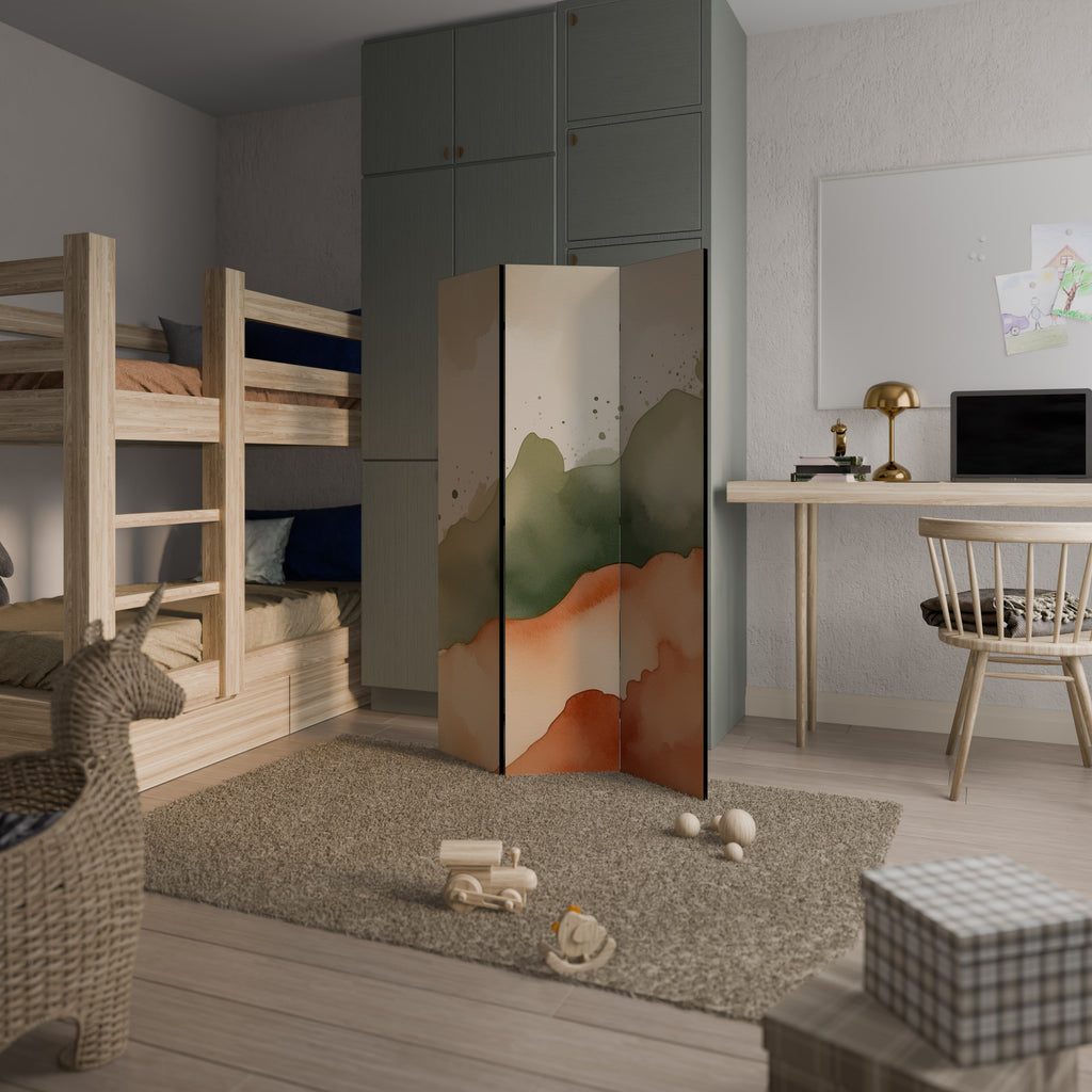 WATERCOLOUR PEAKS Dekorativ rumsavdelare – 3 paneler