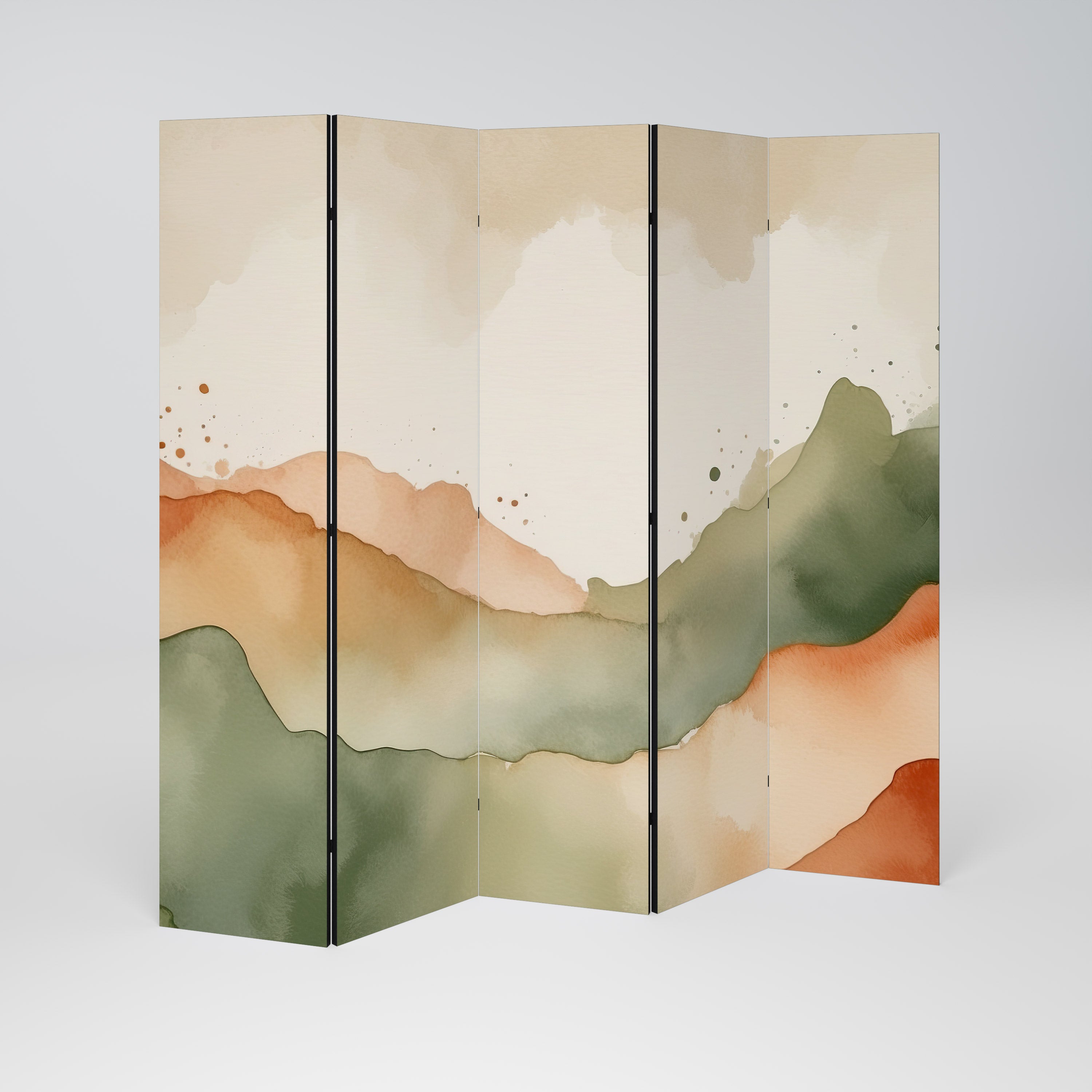 WATERCOLOUR PEAKS Dekorativ rumsavdelare – 5 paneler
