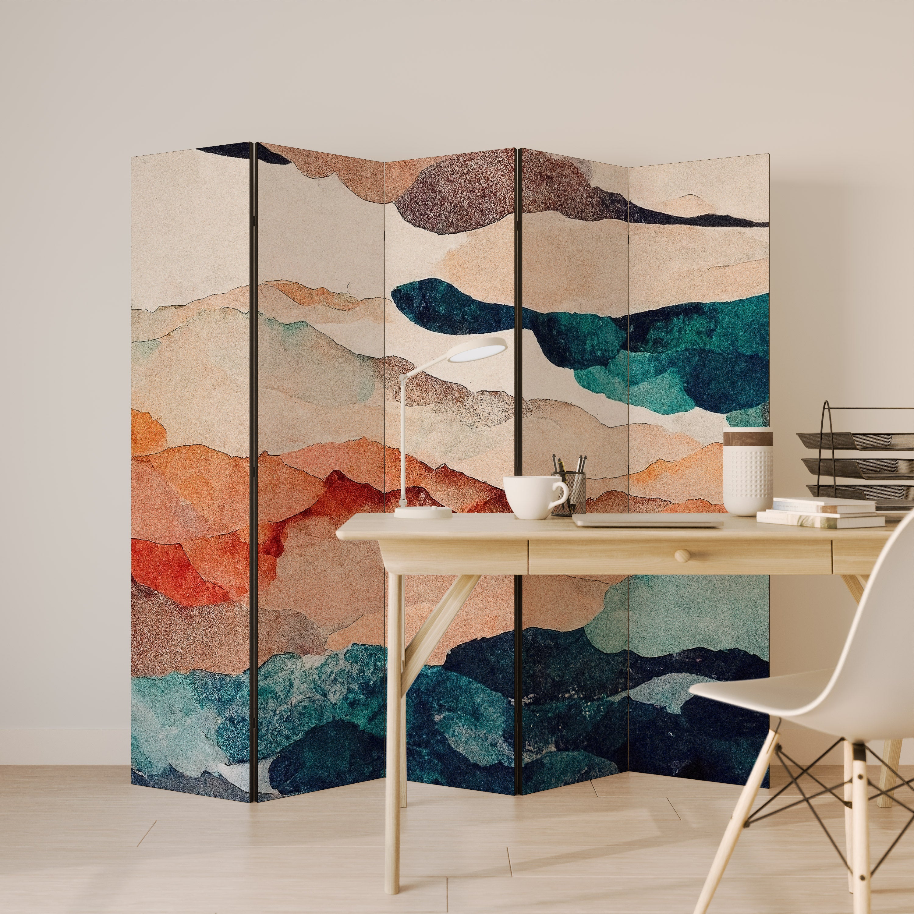 ABSTRACT LANDSCAPE Dekorativ rumsavdelare – 5 paneler