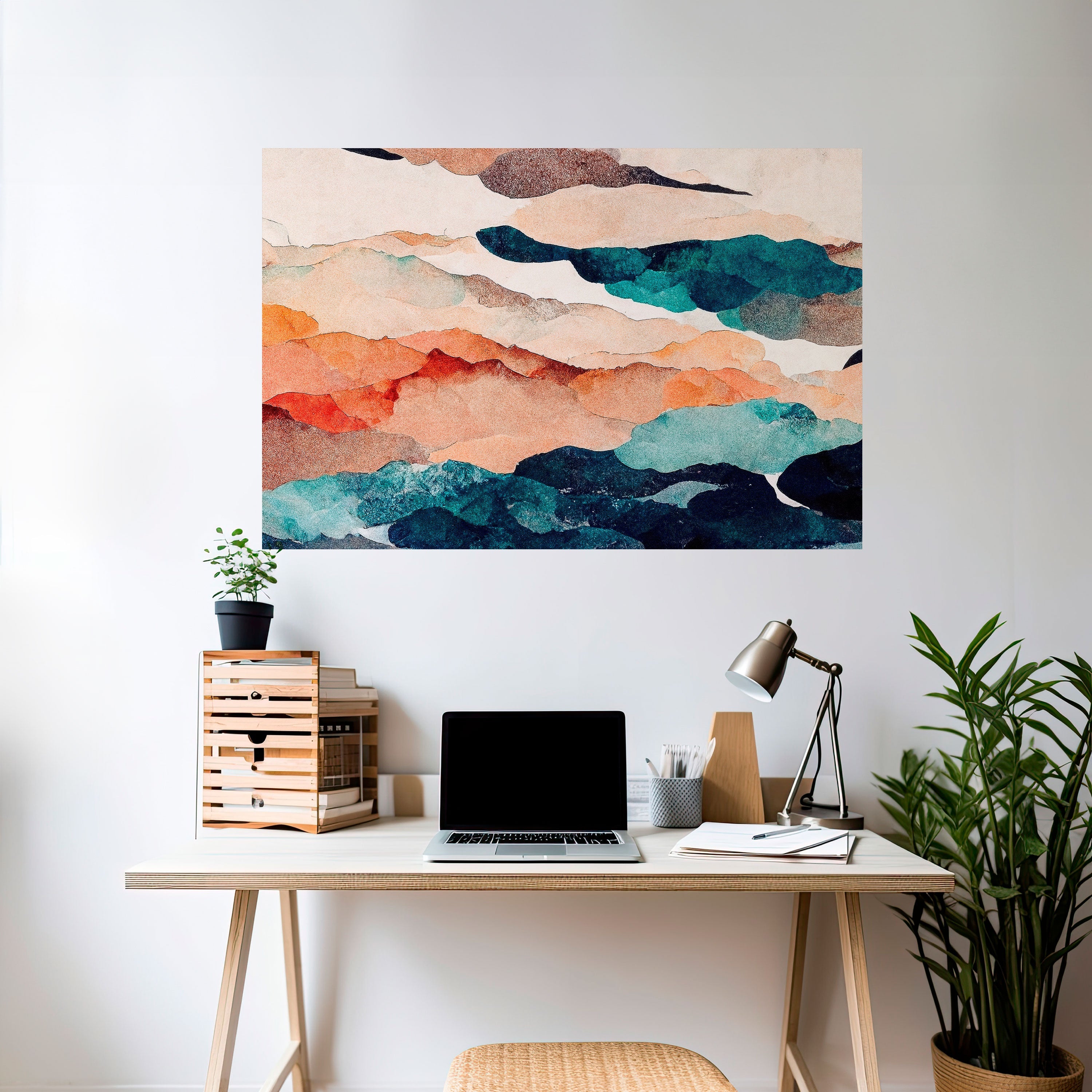ABSTRAKT LANDSKAP Horisontell Poster med självhäftande tryck