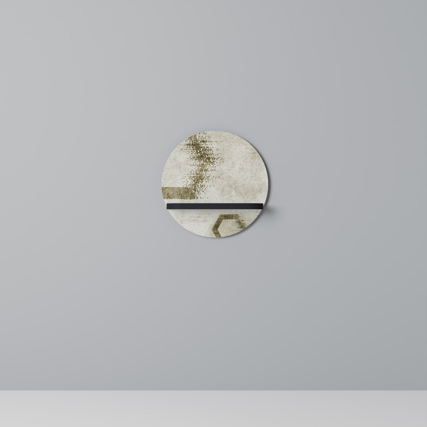 HEXAGONALA FORMER Rund konsthylla i svart finish