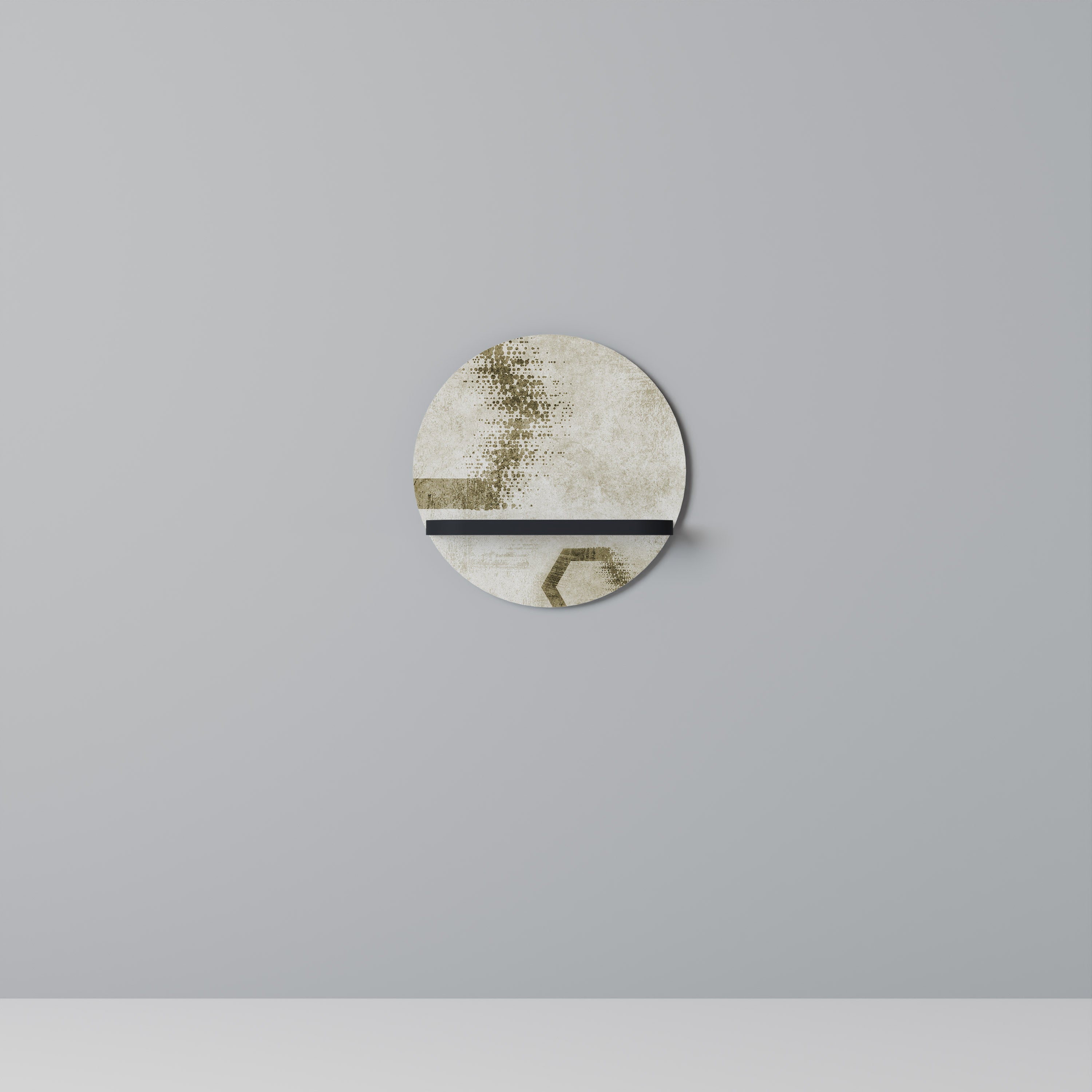 HEXAGONALA FORMER Rund konsthylla i svart finish