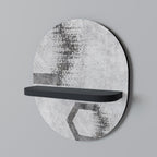 HEXAGONALA FIGURER Oval konsthylla i svart finish