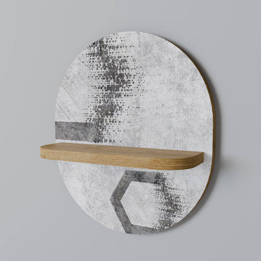 HEXAGONALA FIGURER Oval konsthylla i ekeffekt
