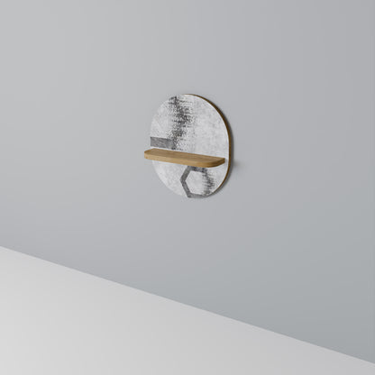 HEXAGONALA FIGURER Oval konsthylla i ekeffekt