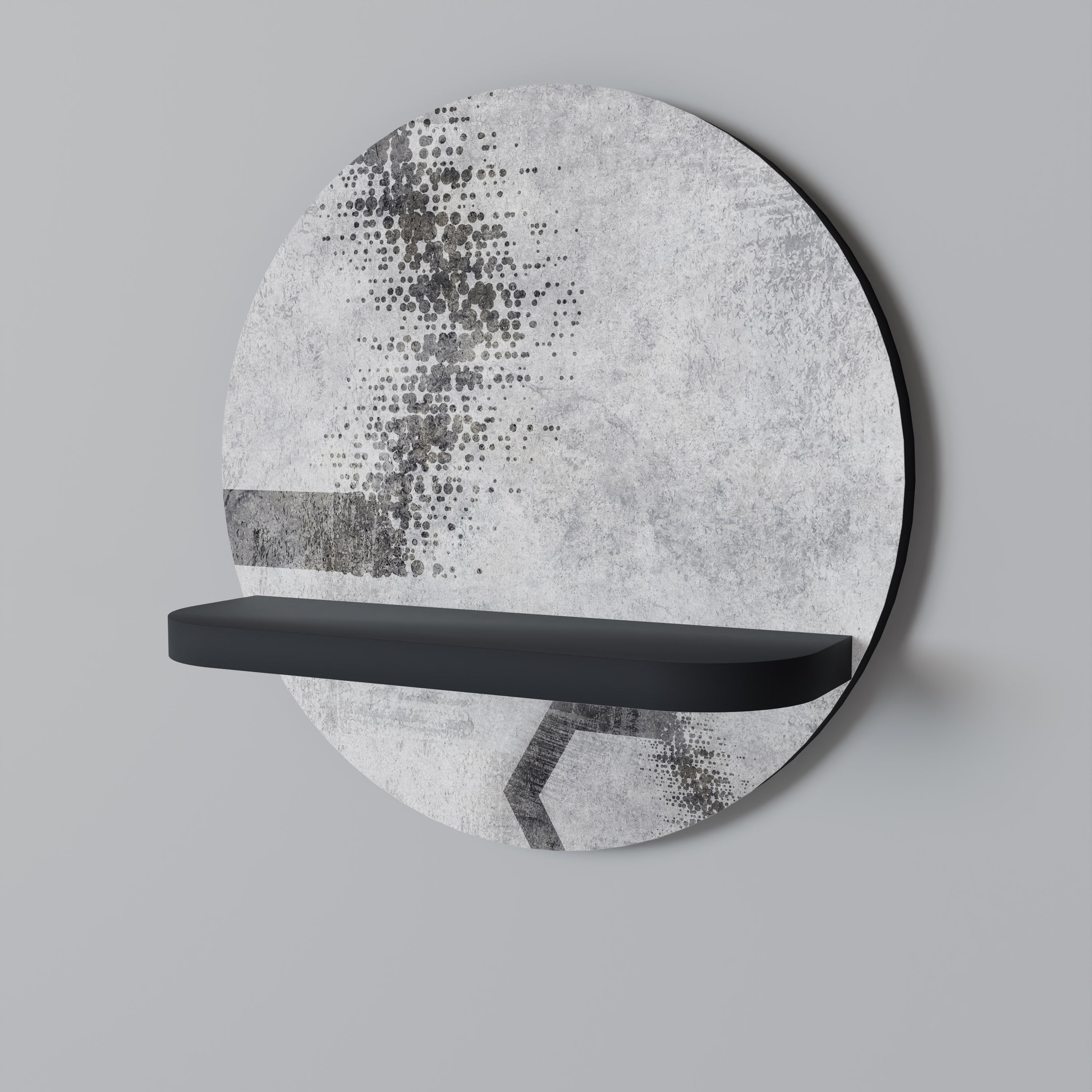 HEXAGONALA FIGURER Rund konsthylla i svart finish