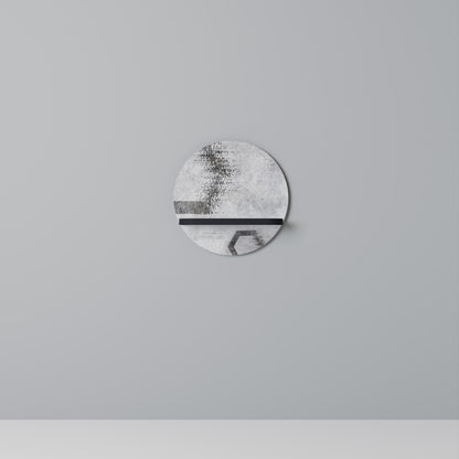 HEXAGONALA FIGURER Rund konsthylla i svart finish