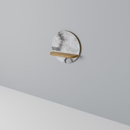 HEXAGONALA FIGURER Rund konsthylla i ekeffekt