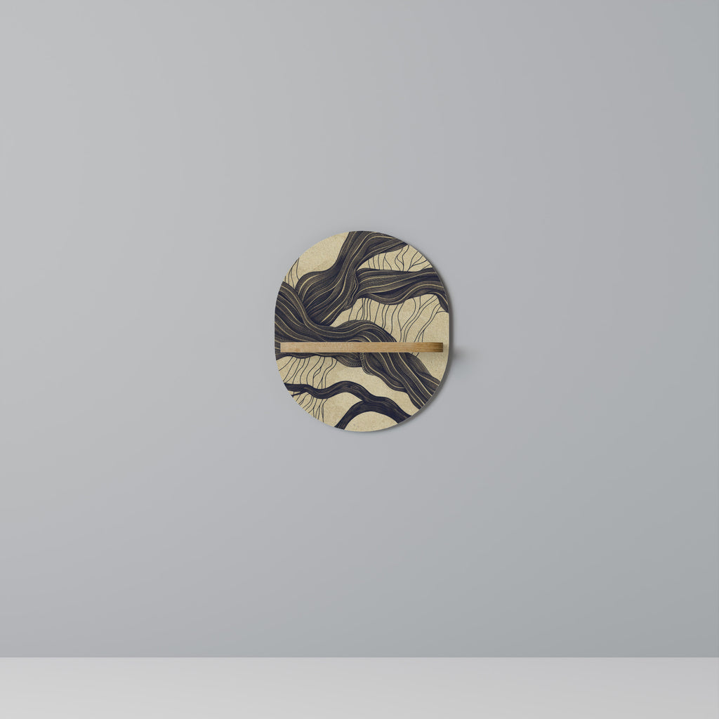 UNIFIED FRAGMENTS Oval konsthylla i ekeffekt