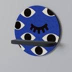 GEOMETRIC EYES Round Art Shelf In Black Finish