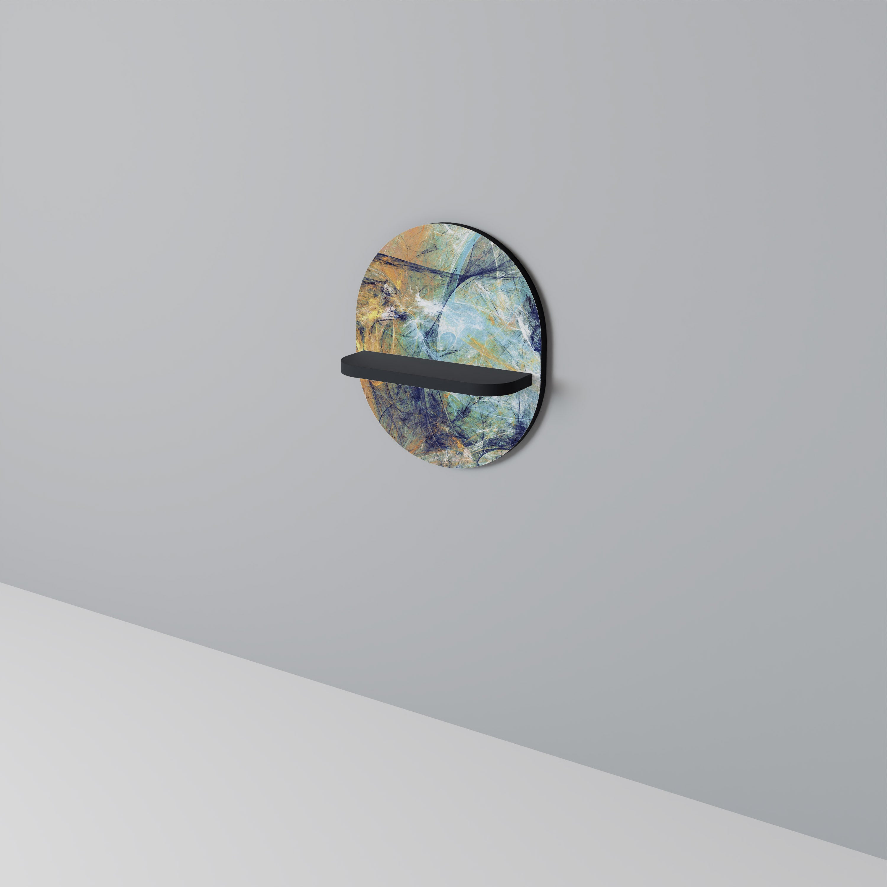 ABSTRAKTA TANKER Oval konsthylla i svart finish
