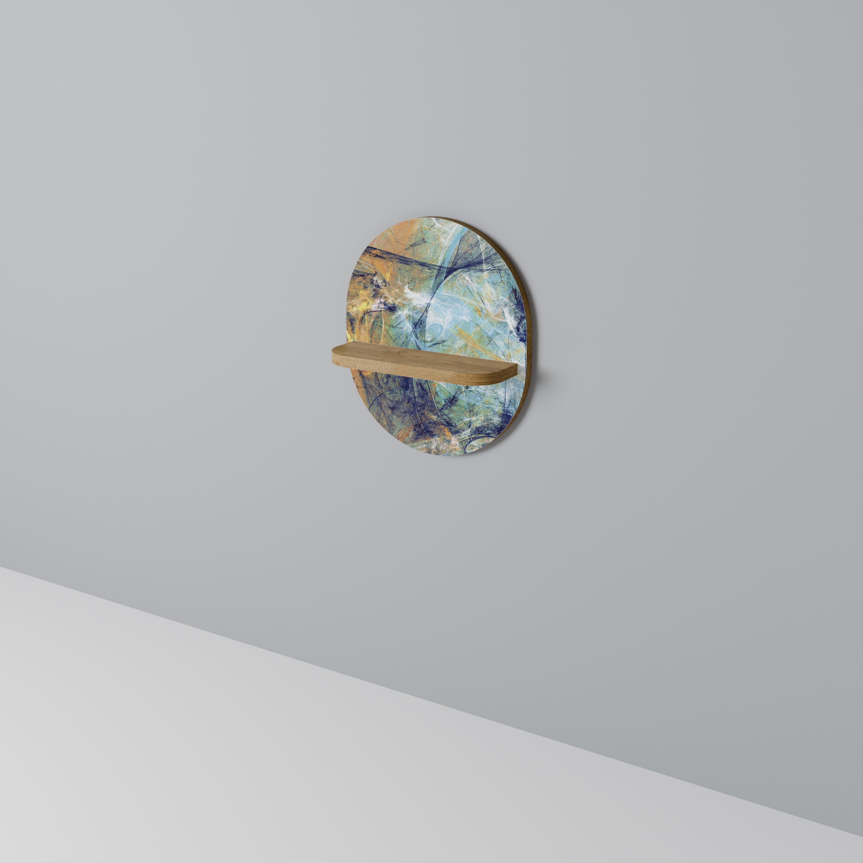 ABSTRAKTA TANKAR Oval konsthylla i ekeffekt