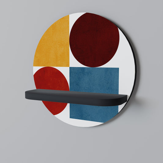 GEOMETRISK PUSSEL Rund konsthylla i svart finish