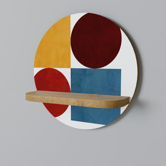 GEOMETRISK PUSSEL Rund konsthylla i ekeffekt