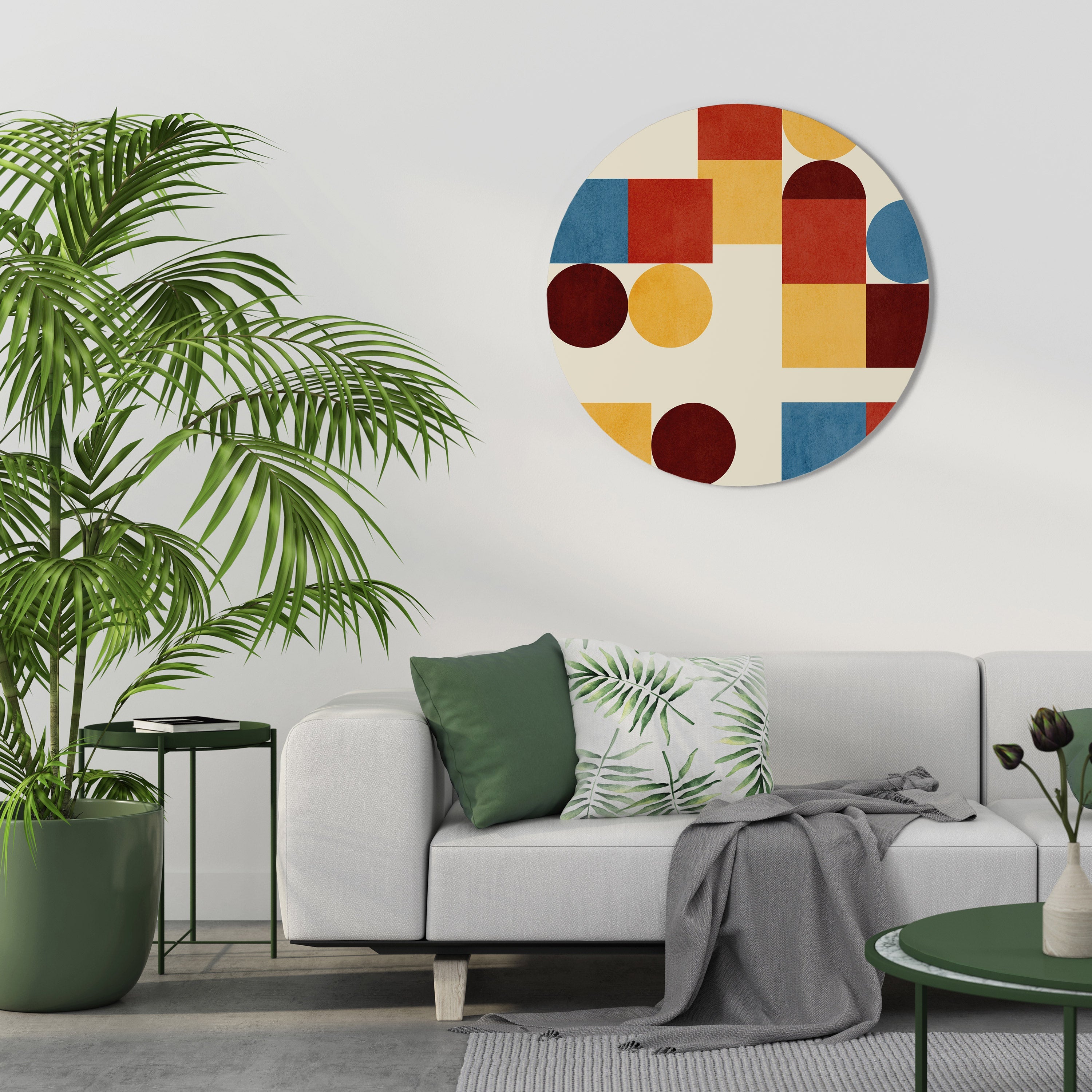 GEOMETRISKT PUSSEL Rund Väggkonst