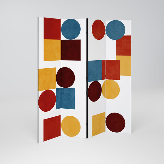 GEOMETRIC PUZZLE Decorative 4-Panel Room Divider