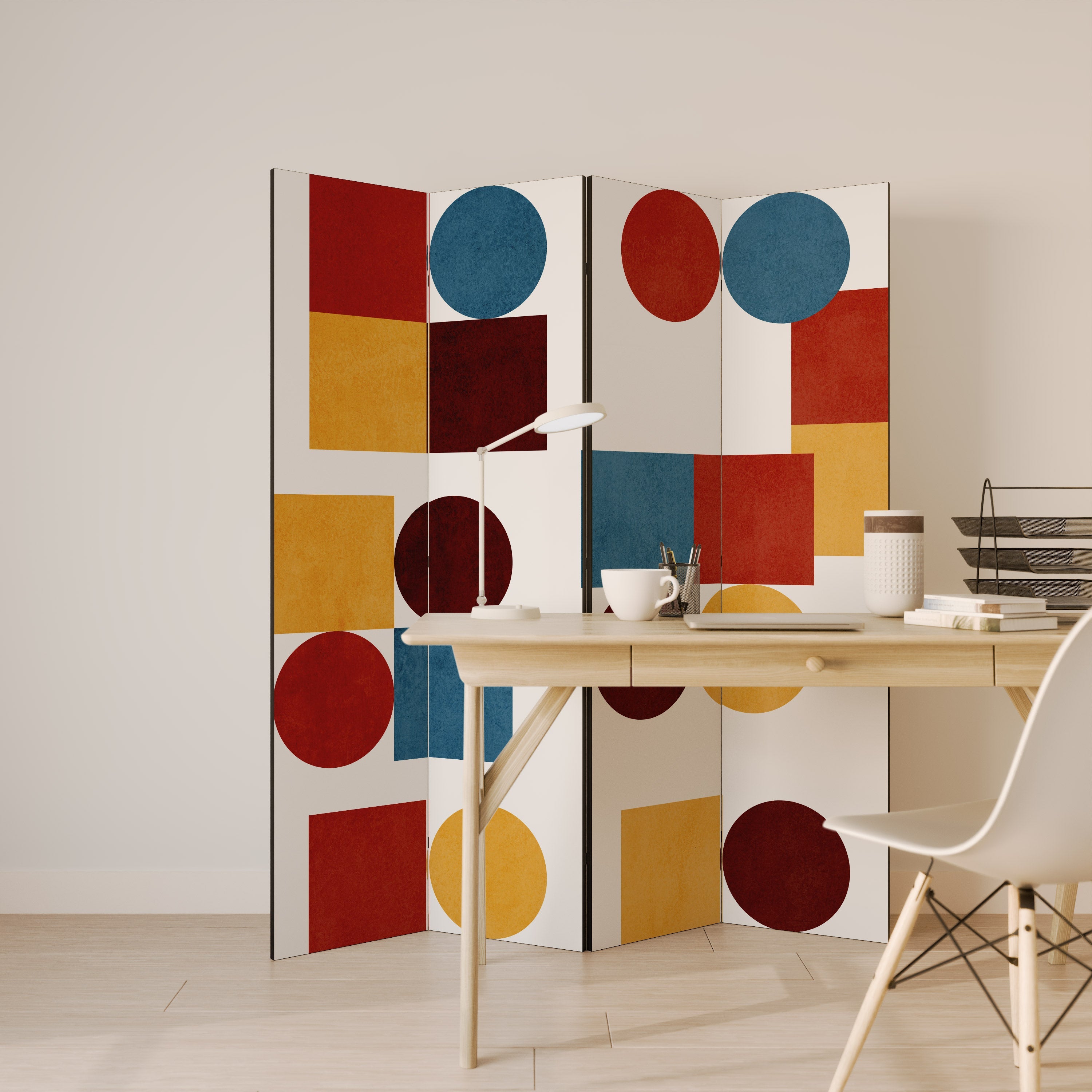 GEOMETRISKT PUSSEL Dekorativ rumsavdelare med 4 paneler