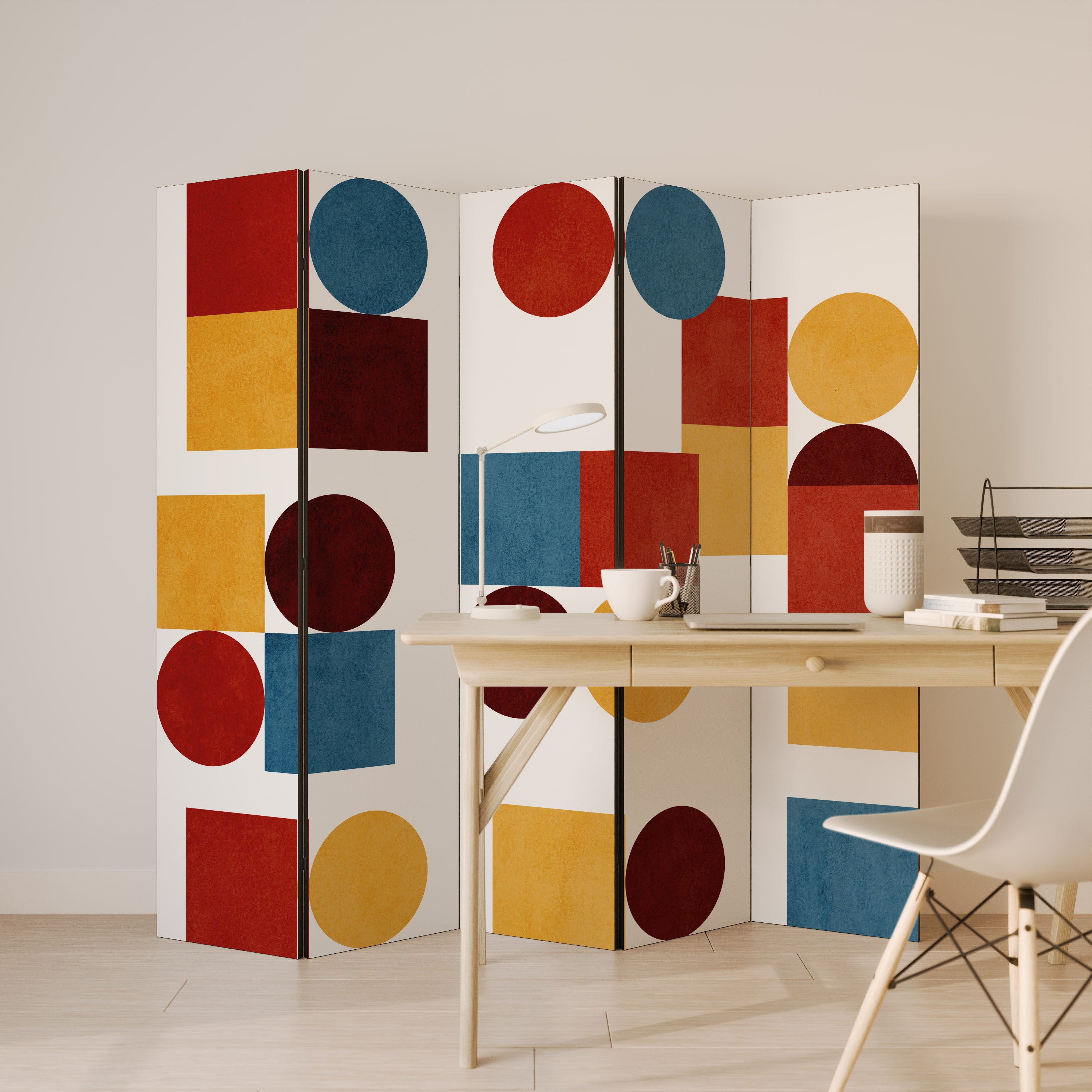 GEOMETRIC PUZZLE Dekorativ rumsavdelare – 5 paneler