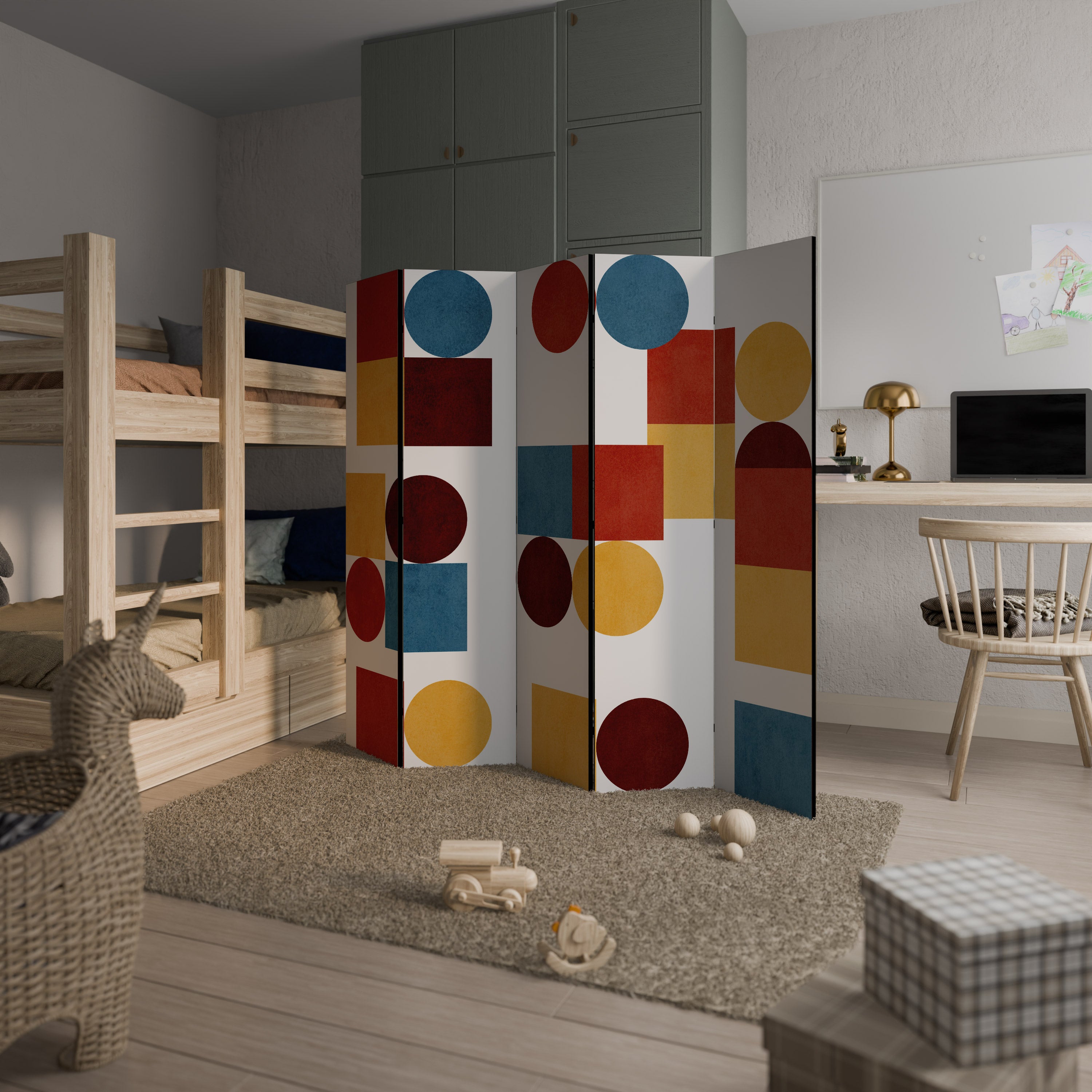 GEOMETRIC PUZZLE Dekorativ rumsavdelare – 5 paneler
