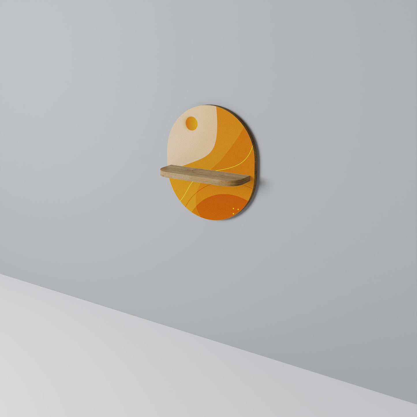 ORANGE ORDNING Oval Konsthylla I Ekeffekt