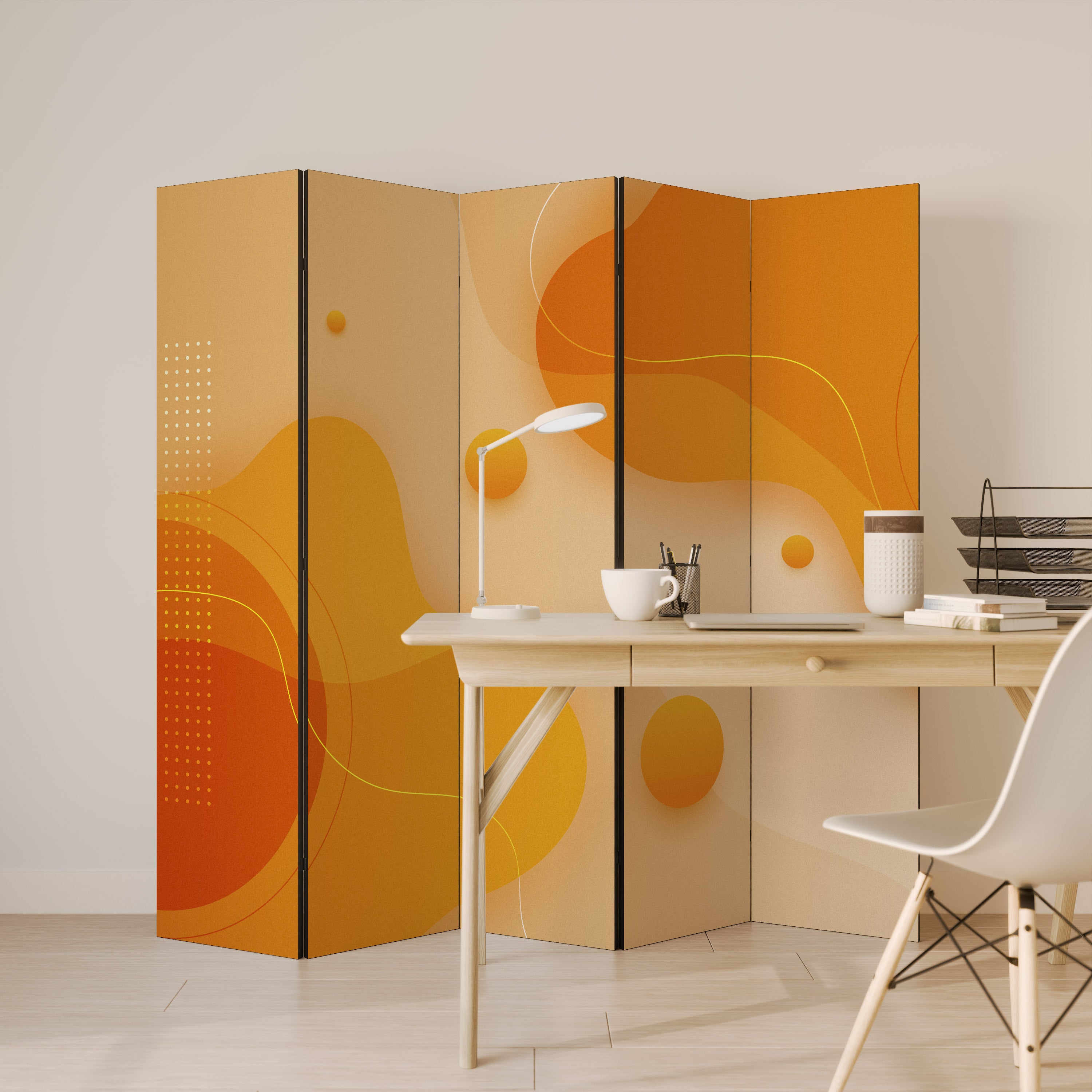 ORANGE ARRANGEMENT Dekorativ rumsavdelare – 5 paneler
