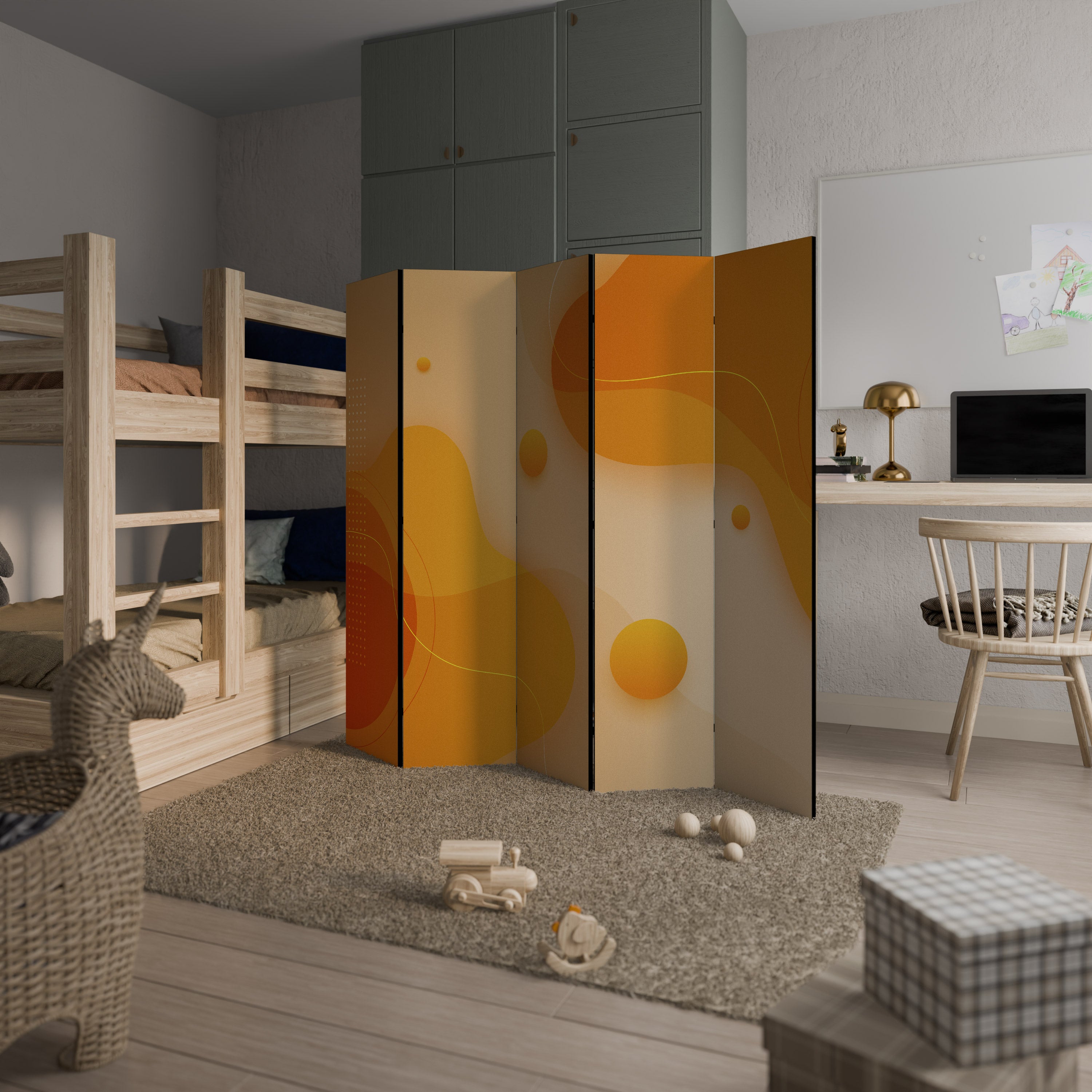 ORANGE ARRANGEMENT Dekorativ rumsavdelare – 5 paneler