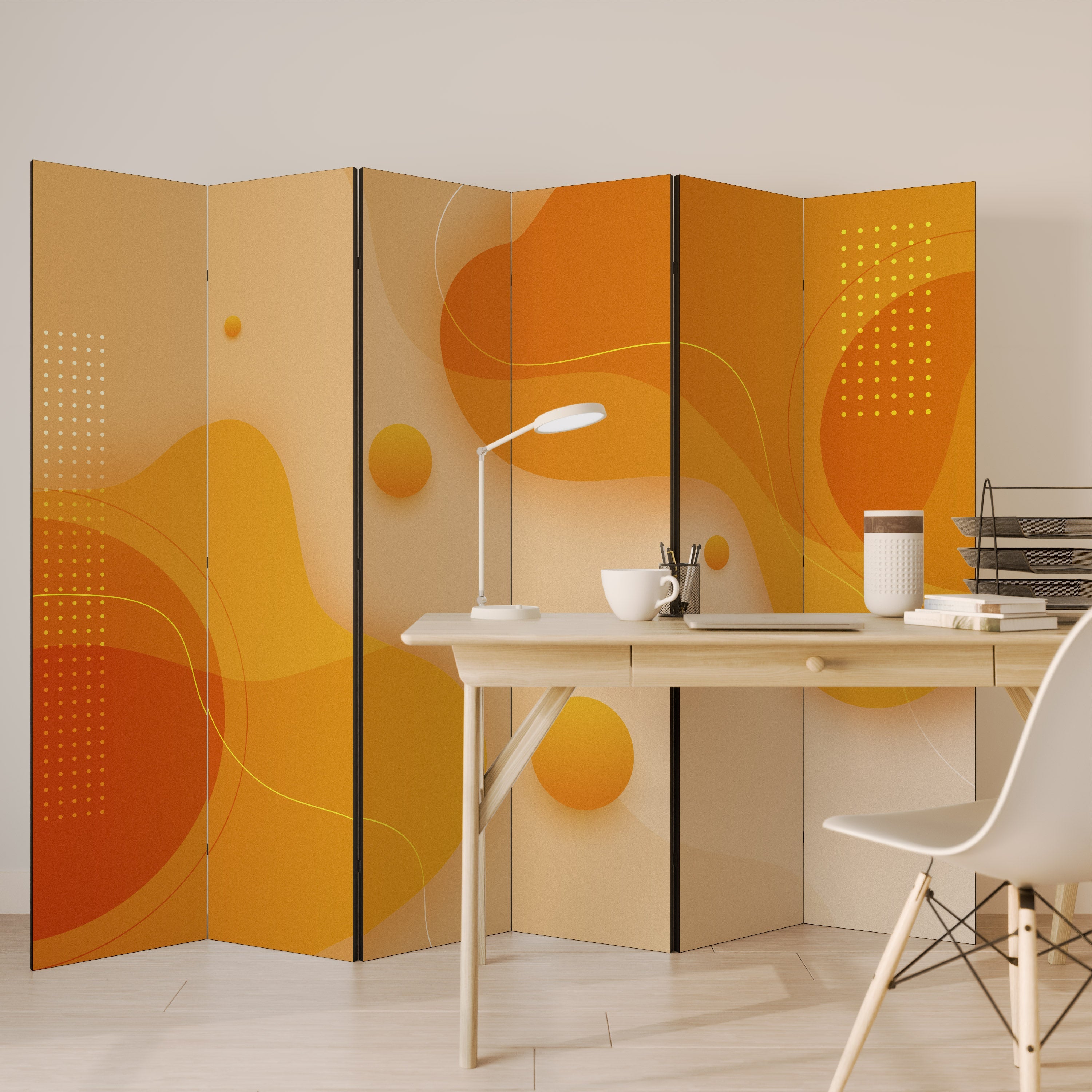 ORANGE ARRANGEMENT Dekorativ rumsavdelare med 6 paneler
