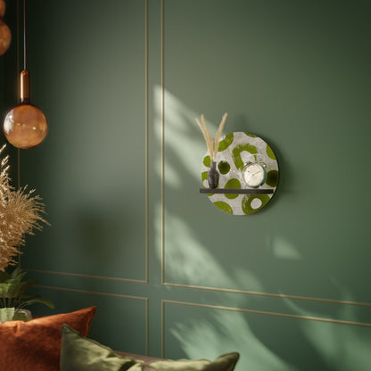 GREEN RHAPSODY Round Art Shelf In Black Finish
