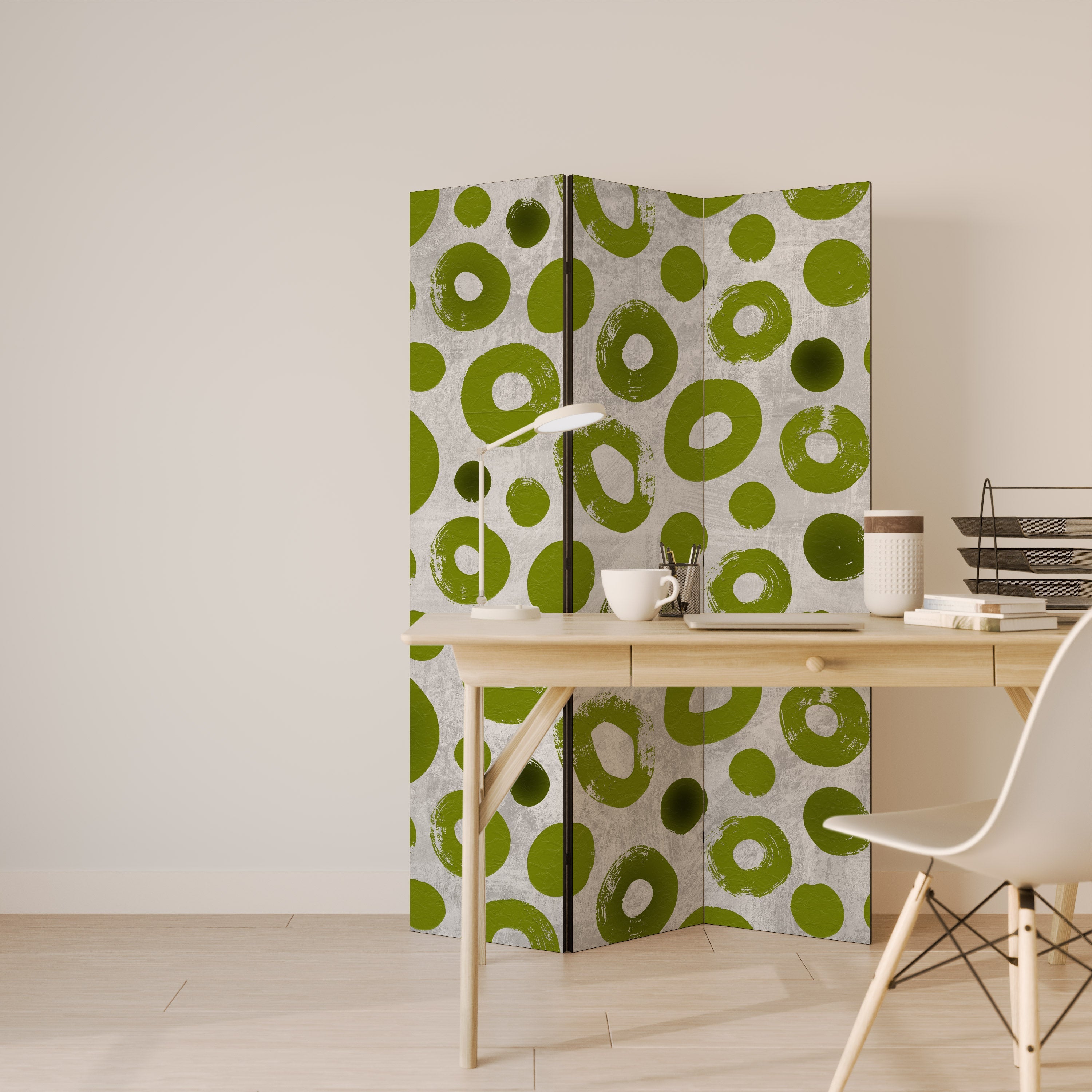 Dekorativ rumsavdelare med 3 paneler GREEN RHAPSODY