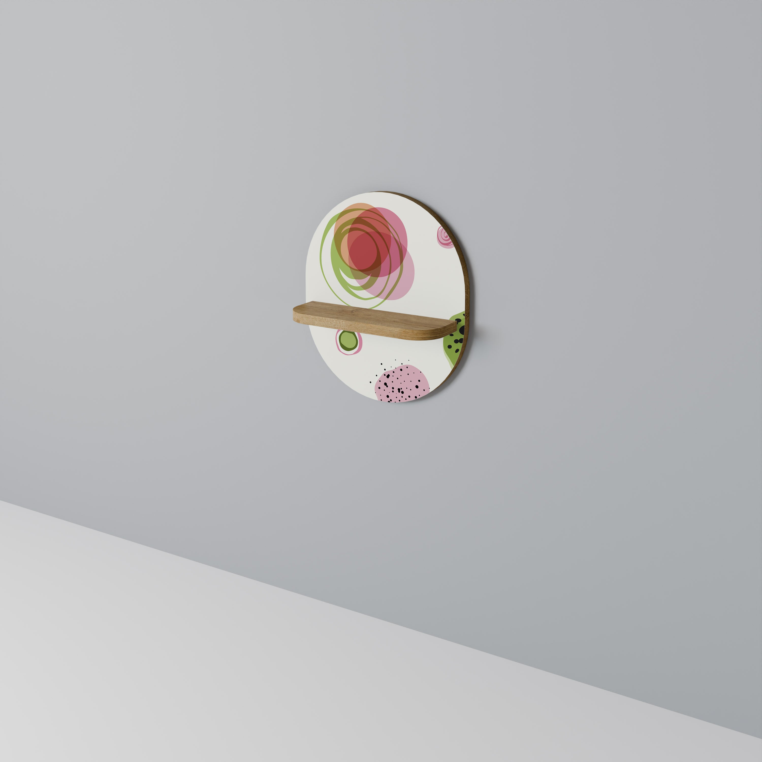 FÄRGRIK COSMOS Oval konsthylla i ekeffekt