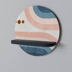 TWO HALVES Round Art Shelf In Black Finish