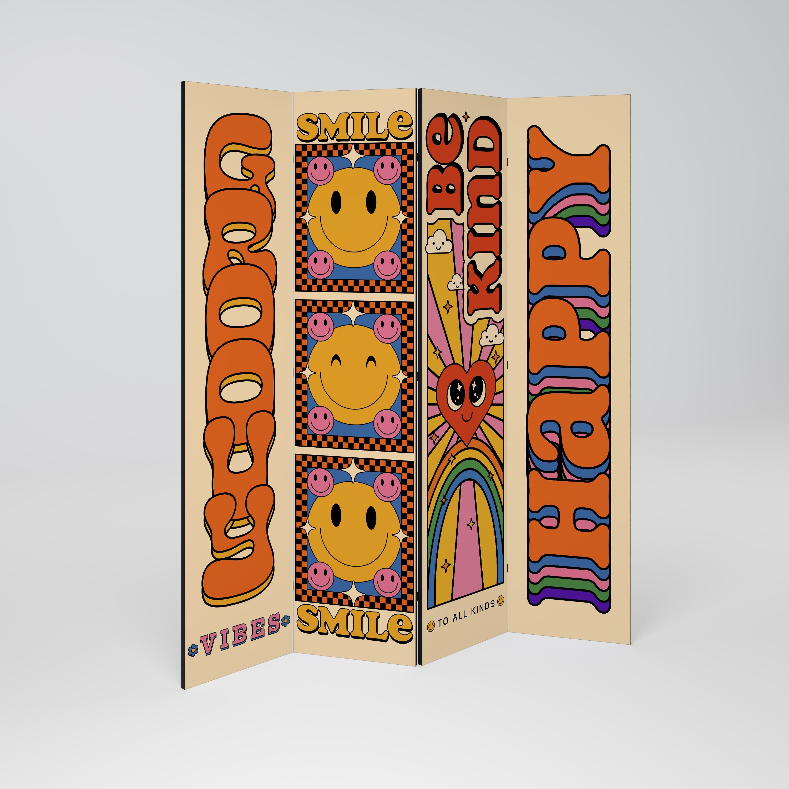 GROOVY POSTERS Dekorativ rumsavdelare med 4 paneler