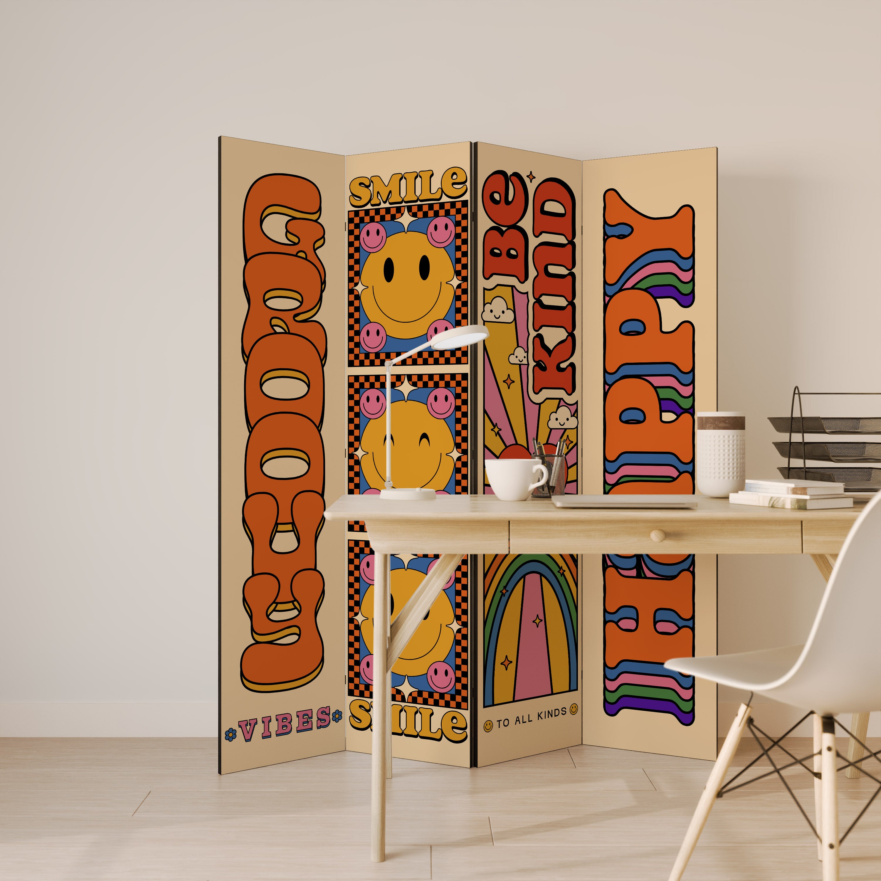 GROOVY POSTERS 4-Panel Room Divider