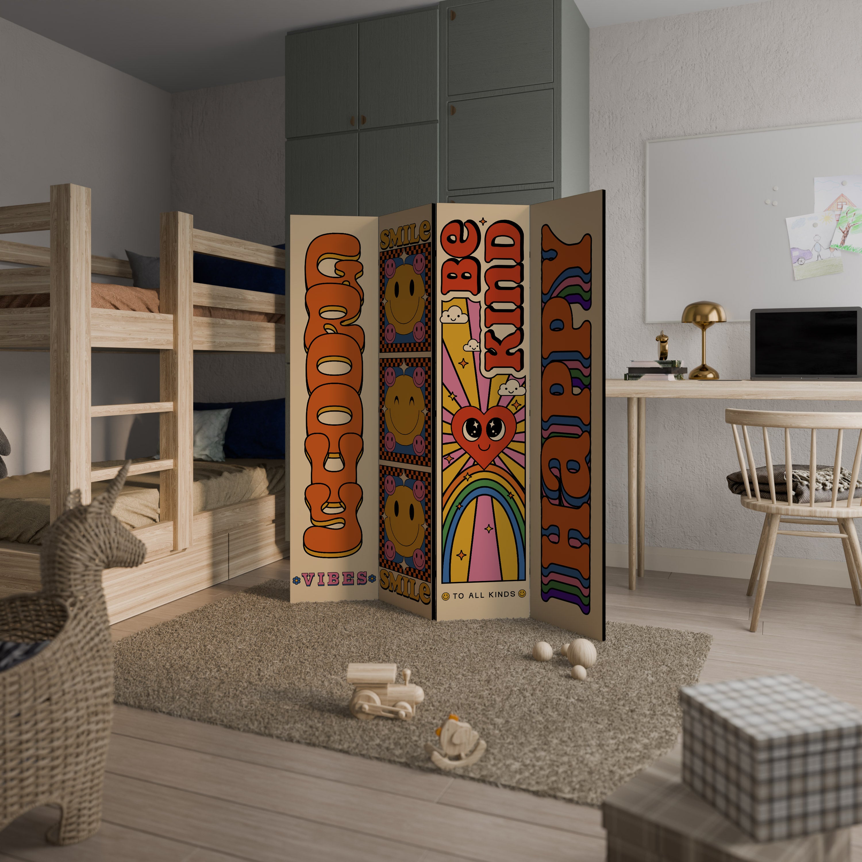 GROOVY POSTERS 4-Panel Room Divider