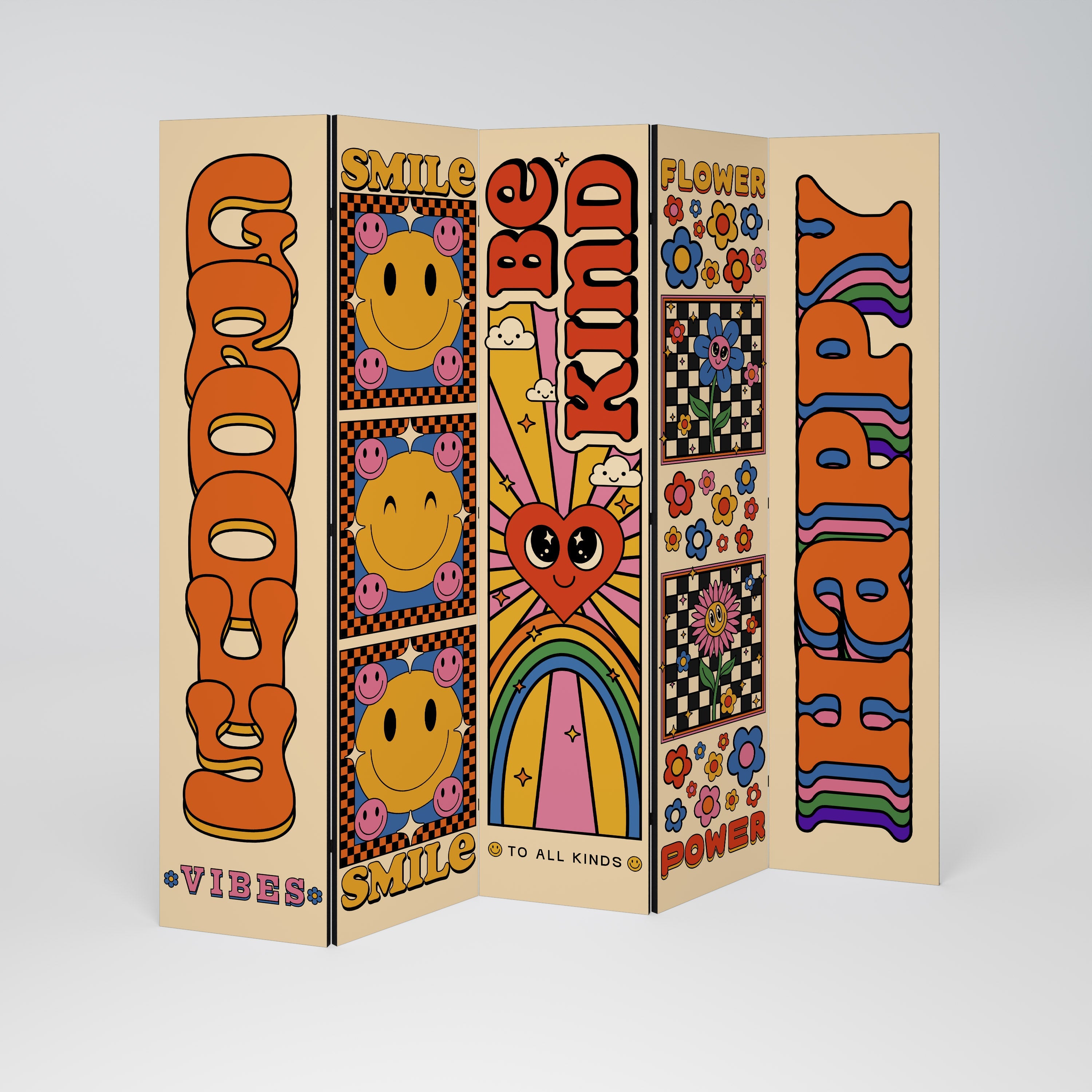 GROOVY POSTERS Dekorativ rumsavdelare med 5 paneler