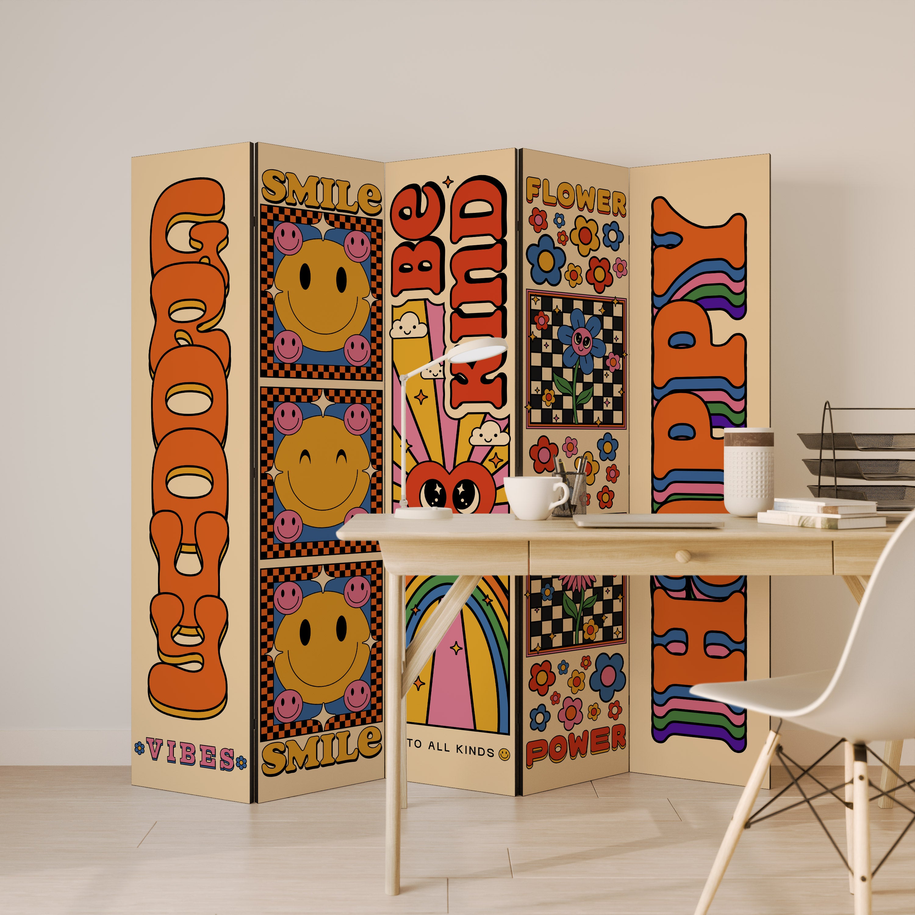 GROOVY POSTERS Dekorativ rumsavdelare – 5 paneler