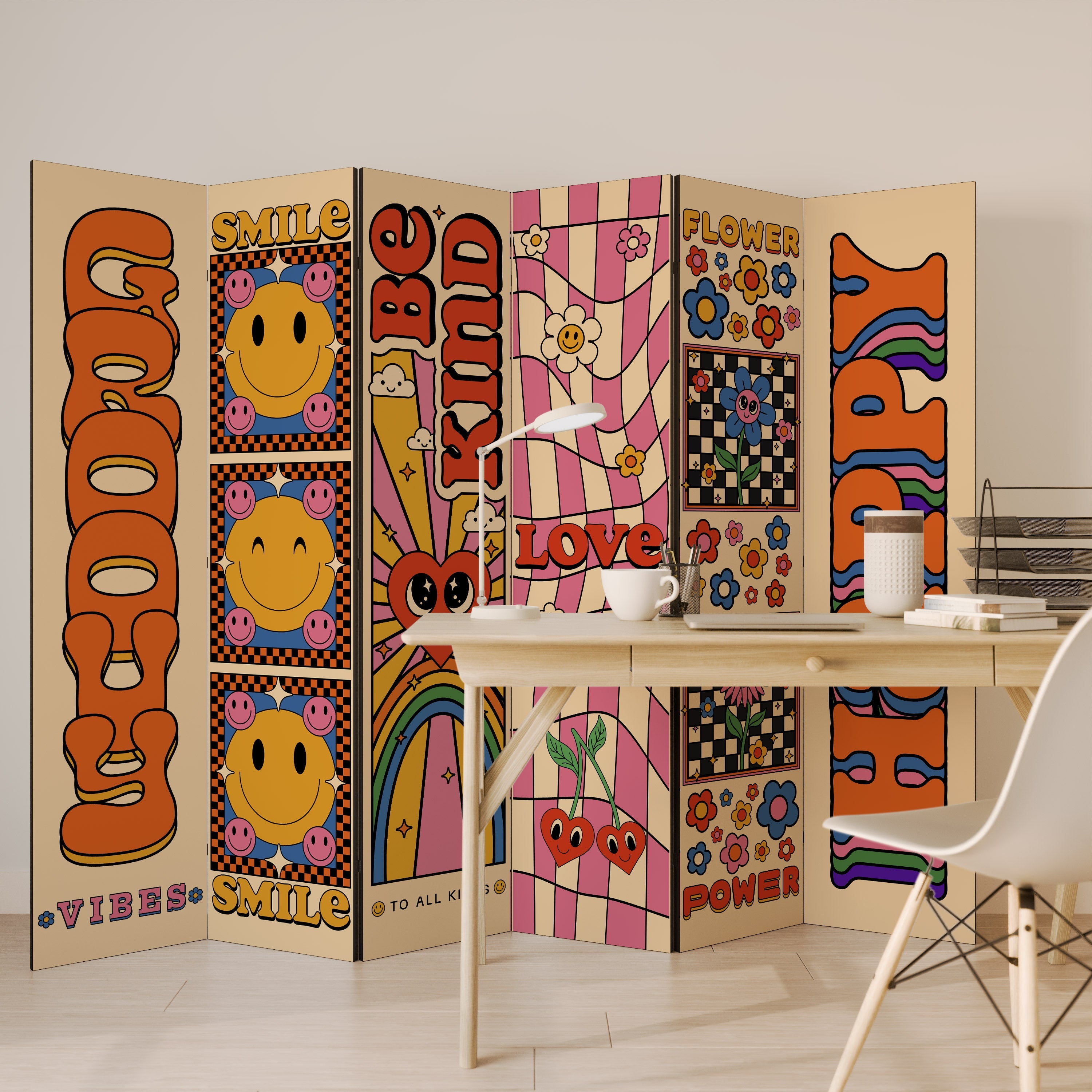 GROOVY POSTERS Dekorativ rumsavdelare med 6 paneler