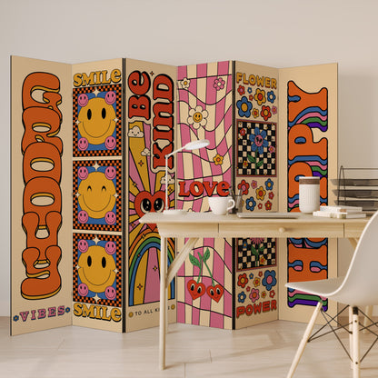 GROOVY POSTERS Dekorativ rumsavdelare med 6 paneler