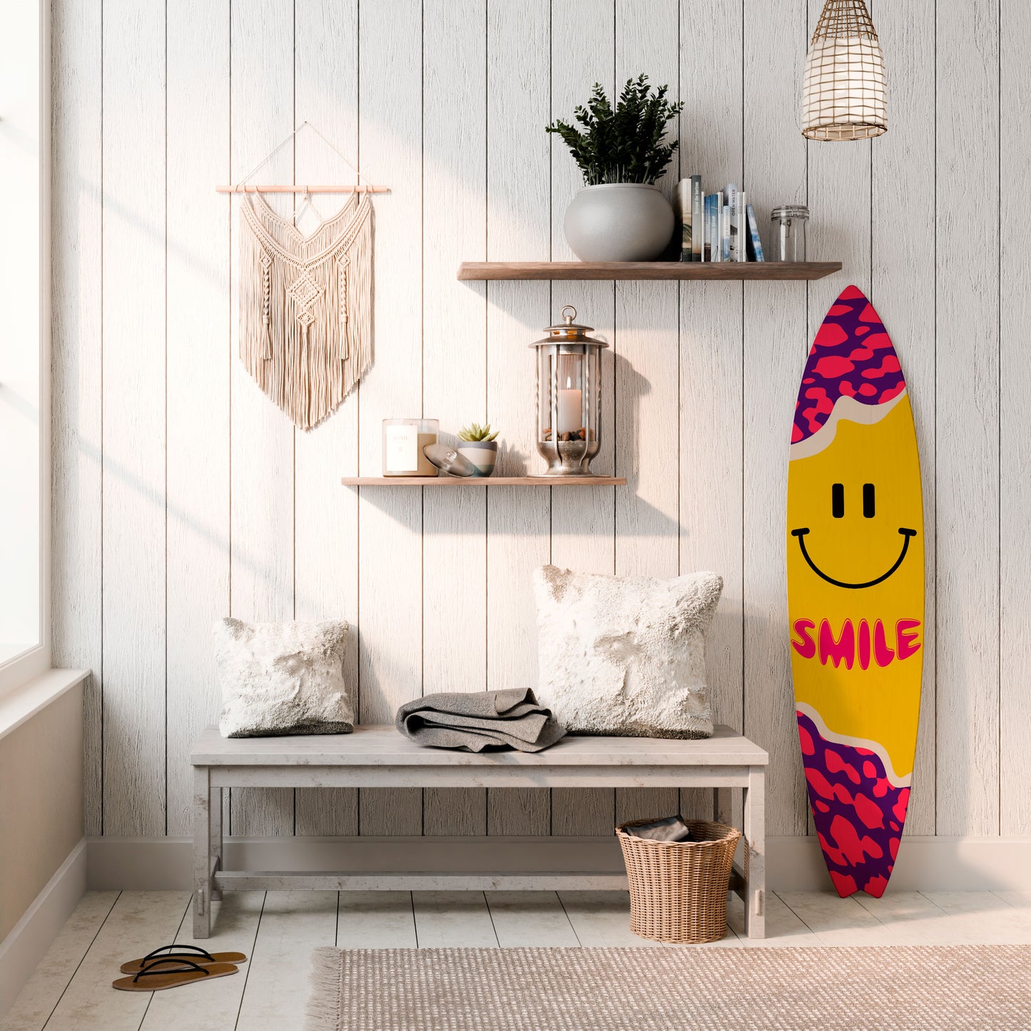 KEEP SMILING Dekorativ Surfbräda