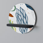 BOTANICAL HURRICANE Round Art Shelf In Black Finish