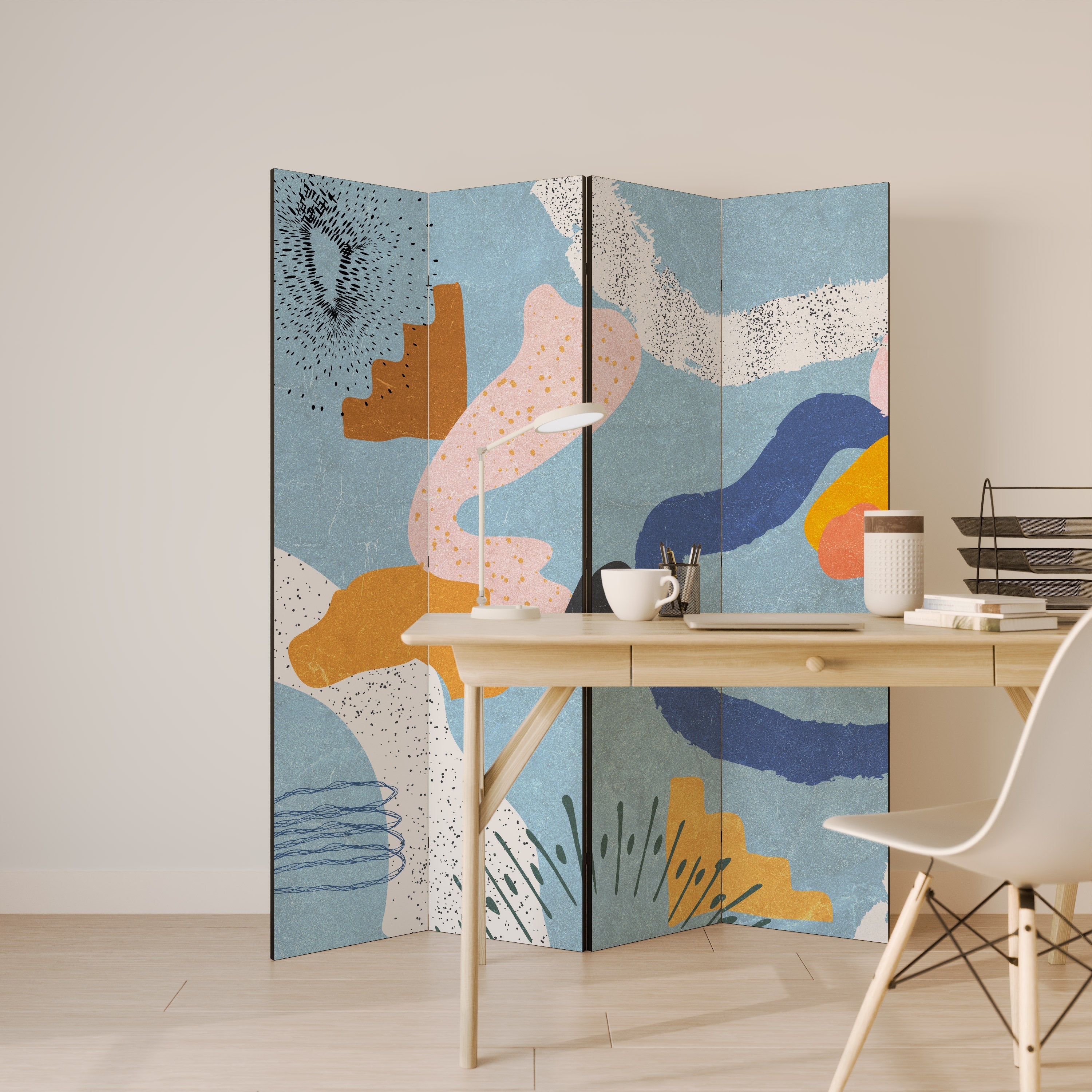 DREAMY SWIRLS Dekorativ rumsavdelare med 4 paneler