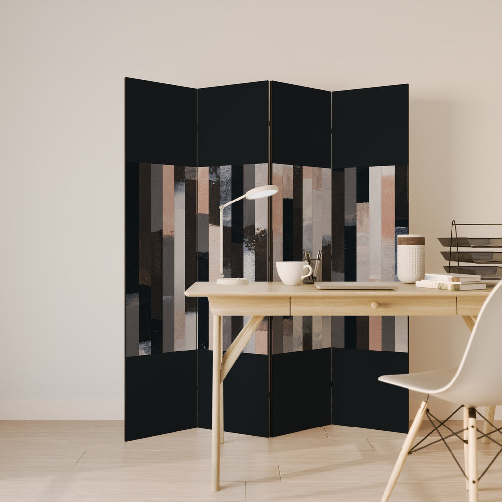 Dekorativ rumsavdelare med 4 paneler, COLLAGE AV REKTANGLAR