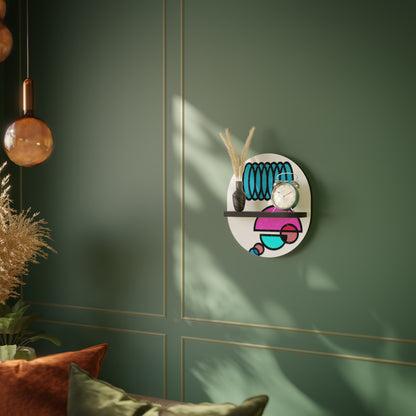 GEOMETRIC RHAPSODY Oval Art Shelf In Black Finish