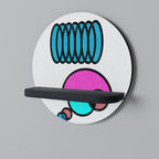 GEOMETRIC RHAPSODY Round Art Shelf In Black Finish