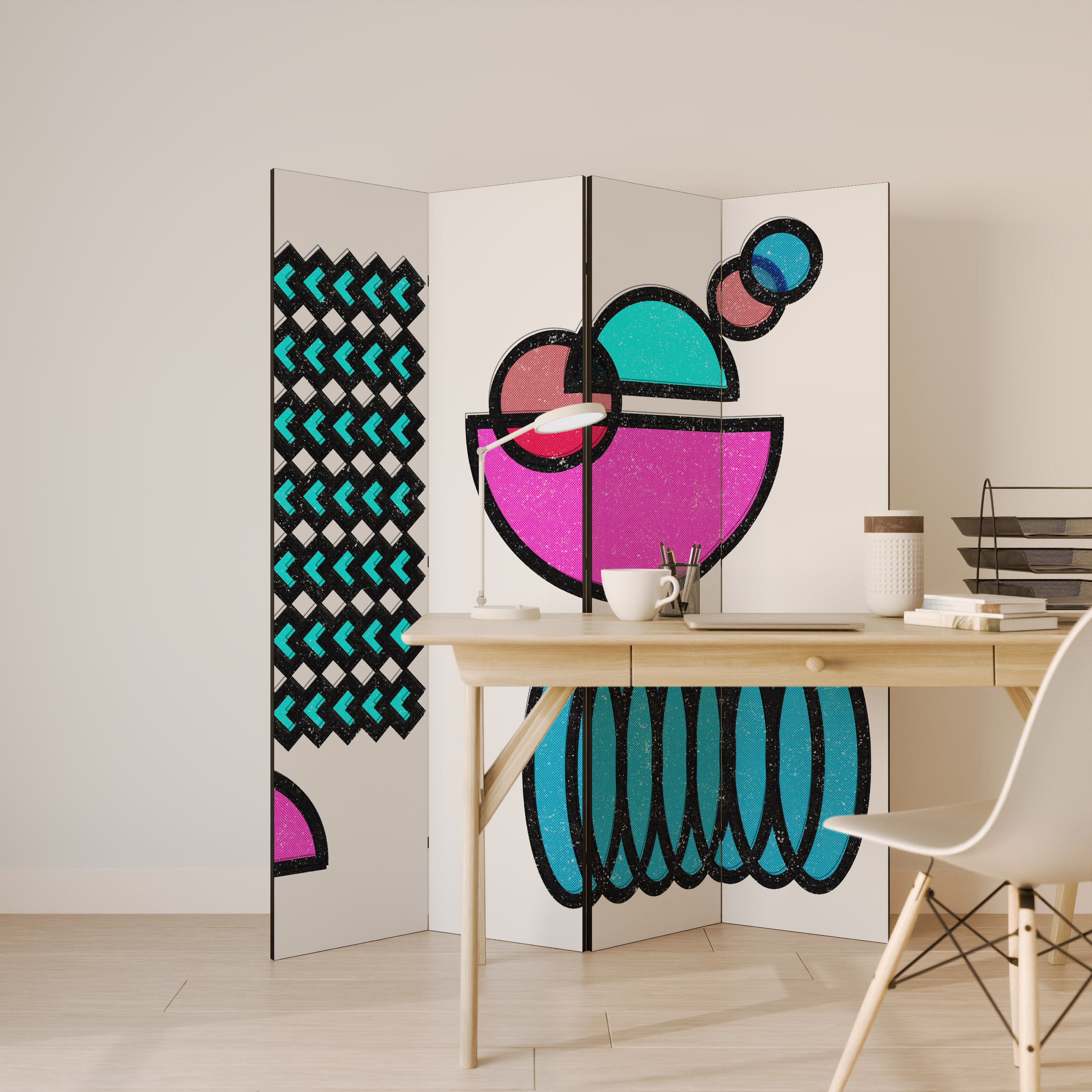 GEOMETRIC RHAPSODY 4-Panel Room Divider