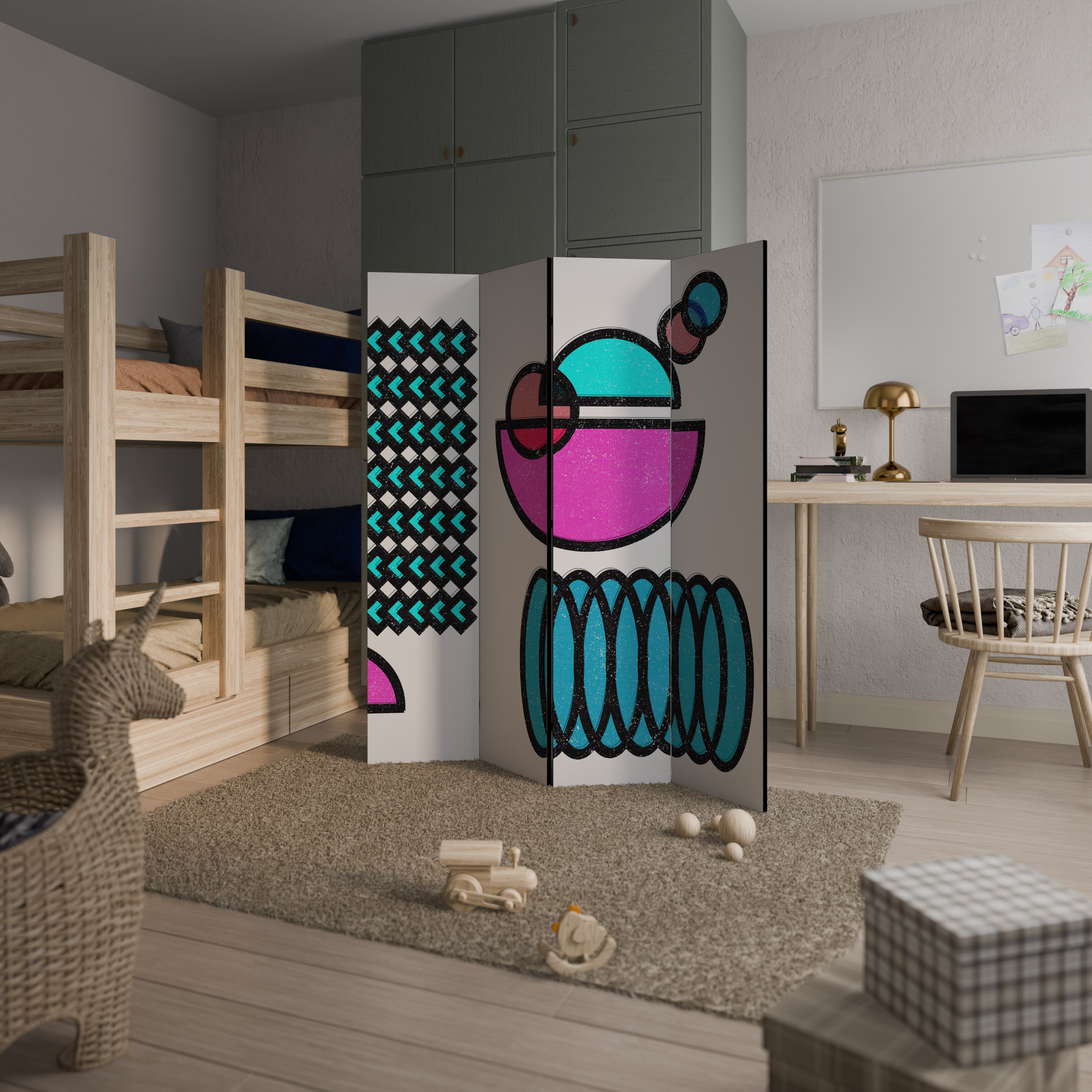 GEOMETRIC RHAPSODY 4-Panel Room Divider
