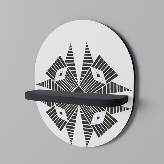 MONOCHROME NEXUS Oval Art Shelf In Black Finish
