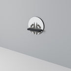 MONOCHROME NEXUS Round Art Shelf In Black Finish